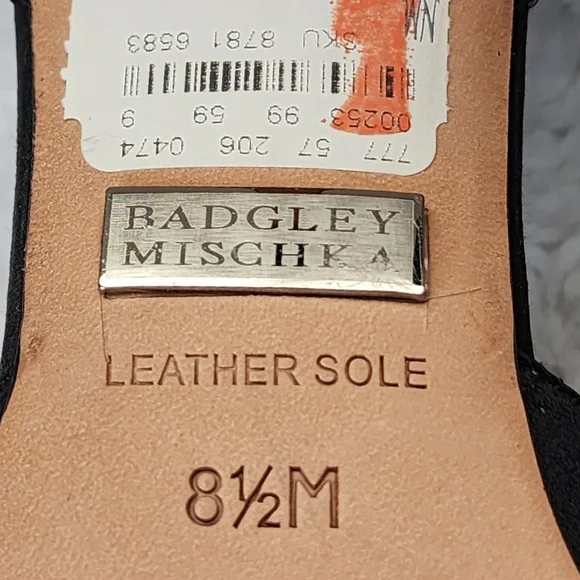 Bagley Mischka Bryon heels dress black fabric crystal decor leather sz 8.5 🎉HP - Picture 13 of 16